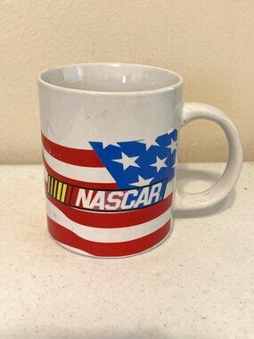 VTG Vintage 2005 Sherwood Brands NASCAR American Flag Coffee Mug 12 Ounces